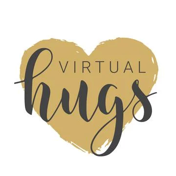 Handwritten Lettering of Virtual Hugs. Vector Stock Illustration. Stock Illustration