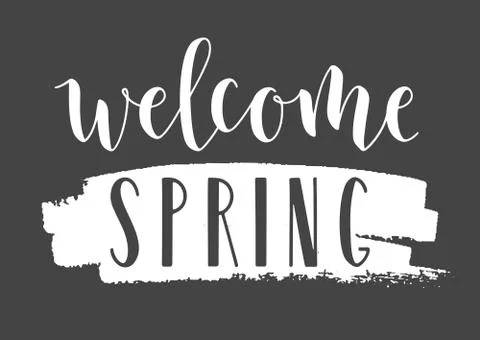 Handwritten Lettering of Welcome Spring. Vector Illustration. Stock Illustration
