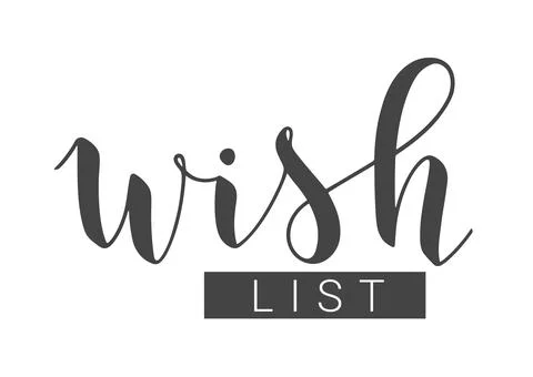 Handwritten Lettering of Wish List. Vector Stock Illustration. Illustrazione stock