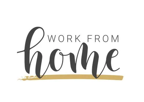 Handwritten Lettering of Work From Home. Vector Illustration. Stock Illustration