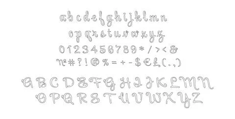 Handwritten linear script alphabet set Stock Illustration
