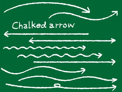 Handwritten long arrow set like drawing with chalk. Stock Illustration