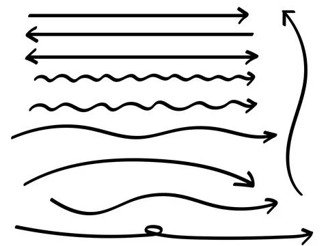 Handwritten long arrow set like drawn with a marker. Stock Illustration