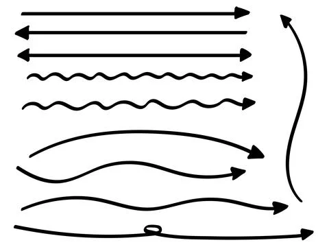 Handwritten long arrow set like drawn with a marker. The tip of the arrow i.. Stock Illustration