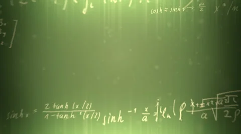 Handwritten math formulas flying through the camera Stock Footage 32596804