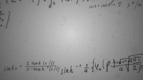 Handwritten math formulas flying through the camera Stock-Footage 32598611