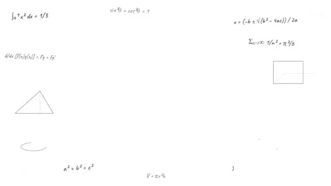 Handwritten mathematical formulas, equations, and geometric drawings scatte.. Stock Footage 346260445