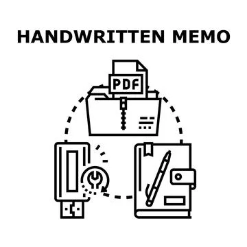 Handwritten memo concept converting data to digital Stock Illustration