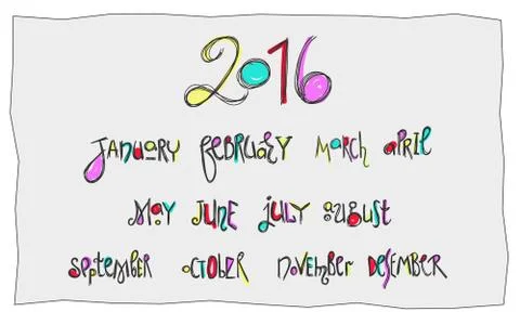 Handwritten months calligraphy Stock Illustration