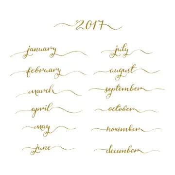 Handwritten months set Stock Illustration