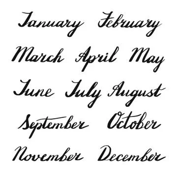 Handwritten months of the year Stock Illustration