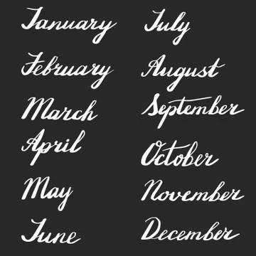 Handwritten months of the year Stock Illustration
