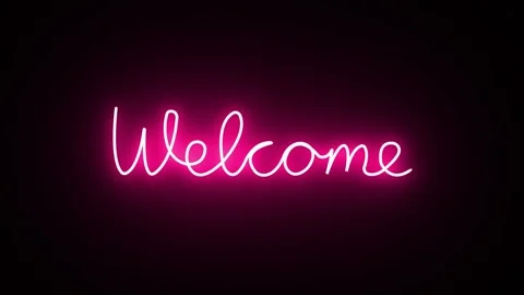 Handwritten neon welcome text animation video Stock Footage 330541855