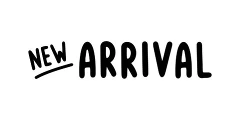 Handwritten NEW ARRIVAL quote. Drawn commercial lettering for flyer, poster Stock Illustration