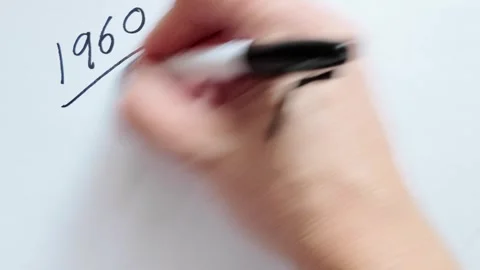 Handwritten Number 1960 Underlined on Blank White Paper in a Workspace 스톡 동영상 301404031
