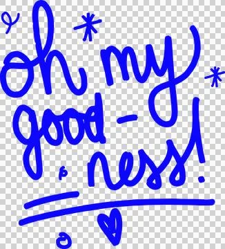 Handwritten oh my good-ness! is popping in flat style with star heart doodles on Stock Illustration