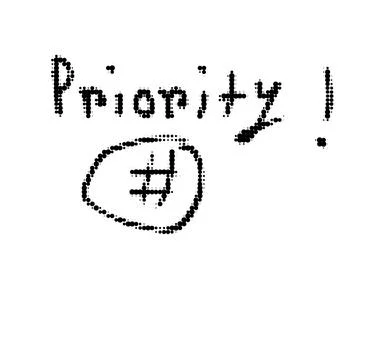 Handwritten priority note with circled hash symbol priority handwriting Stock-Illustration