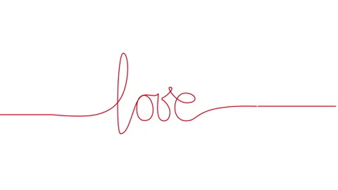 Handwritten red text LOVE self drawing animation, simple minimalist calligraphy, Vidéo 152405981