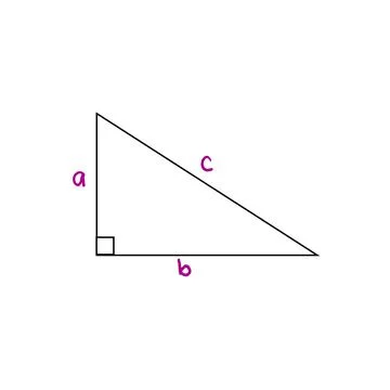 Handwritten right triangle interpreting the Pythagorean theorem. Stock Illustration