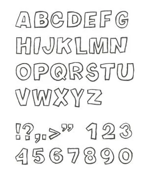 Handwritten sans-serif alphabet, vector, eps 8 Stock Illustration
