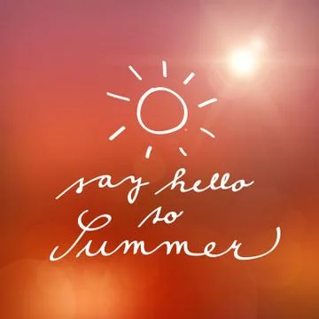 Handwritten say hello to summer vector poster イラスト素材