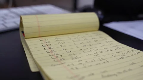 Handwritten Schedule On Yellow Notepad At Office Desk Stock Footage 337701508