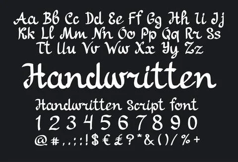 Handwritten script font Stock Illustration