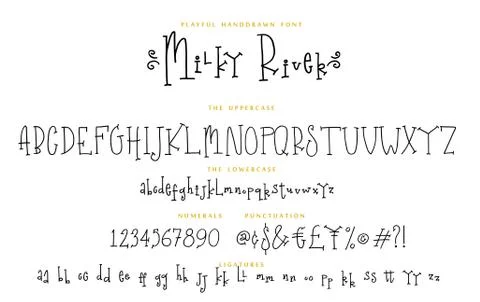 Handwritten script playful font Milky River vector alphabet set イラスト素材