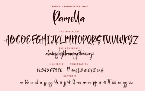Handwritten script playful font sister Pamella vector alphabet set 스톡 일러스트