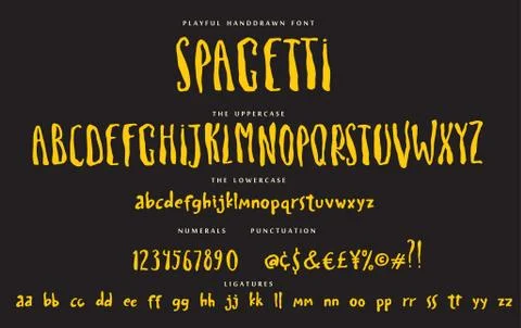 Handwritten script playful font Spagetti vector alphabet set イラスト素材