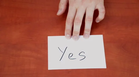Handwritten short note Yes Stock Footage