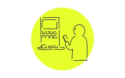 Handwritten simple icon illustration: Ticket office Illustrazione stock