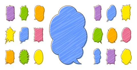 Handwritten style offset design speech bubble, vertical writing Illustrazione stock
