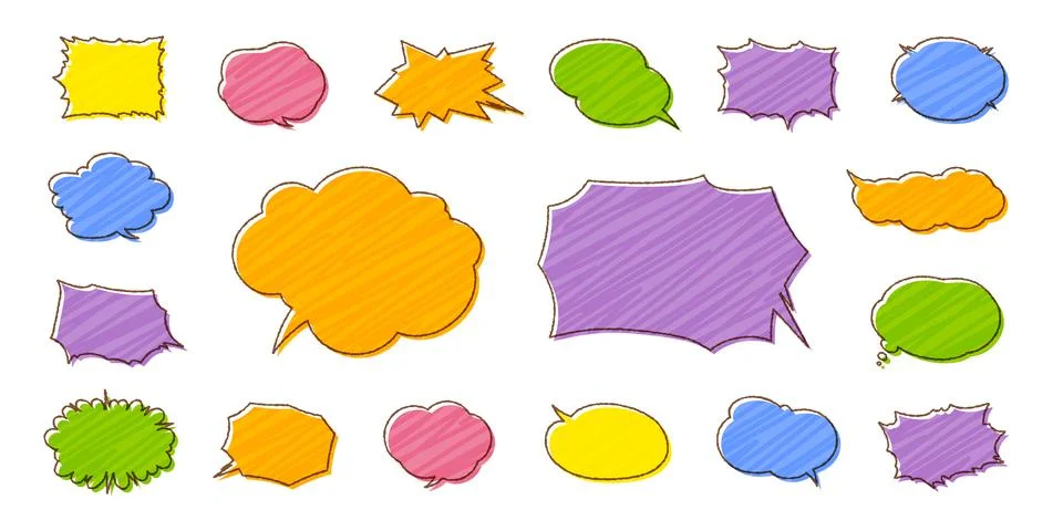 Handwritten style offset speech bubble design, horizontal writing Illustration