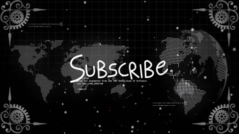 Handwritten SUBSCRIBE text being animated over interface, with map and 3D globe, Stock Footage 307453258