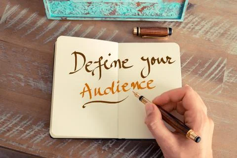 Handwritten text DEFINE YOUR AUDIENCE Stock Photos