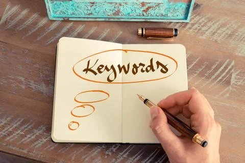 Handwritten text KEYWORDS in thinking bubble Stock Photos