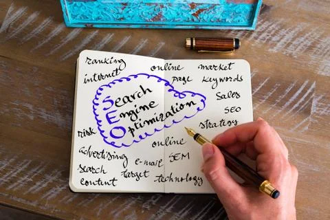 Handwritten text SEO SEARCH ENGINE OPTIMIZATION Foto stock