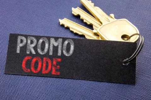 Handwritten text showing Promo Code. Business concept writing for Promotion f 스톡 사진