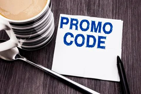 Handwritten text showing Promo Code. Business concept for Promotion for Onlin 스톡 사진