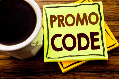 Handwritten text showing Promo Code. Business concept for Promotion for Onlin 스톡 사진