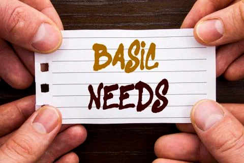 Handwritten text sign showing Basic Needs. Business concept for Health In Dev Illustrazione stock
