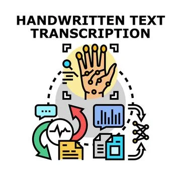 Handwritten text transcription process and artificial intelligence concept Stock Illustration