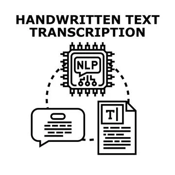 Handwritten text transcription processing document conversion concept Stock Illustration