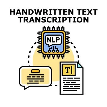 Handwritten text transcription processing document conversion concept Illustrazione stock