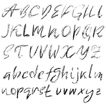 Handwritten vector chalked alphabet. Imitation texture of chalk. Modern hand Illustrazione stock
