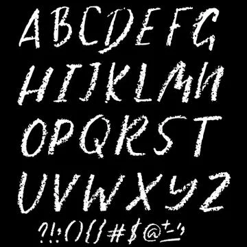 Handwritten vector chalked alphabet. Imitation texture of chalk. Modern hand Stock Illustration