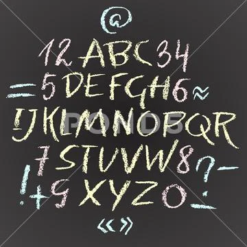 Handwritten vector chalked alphabet. Imitation texture of chalk. Modern ...