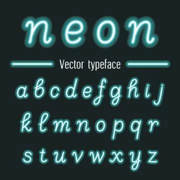 Handwritten Vector Neon Light Alphabets Stock Illustration