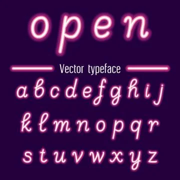 Handwritten Vector Neon Light Alphabets Stock Illustration